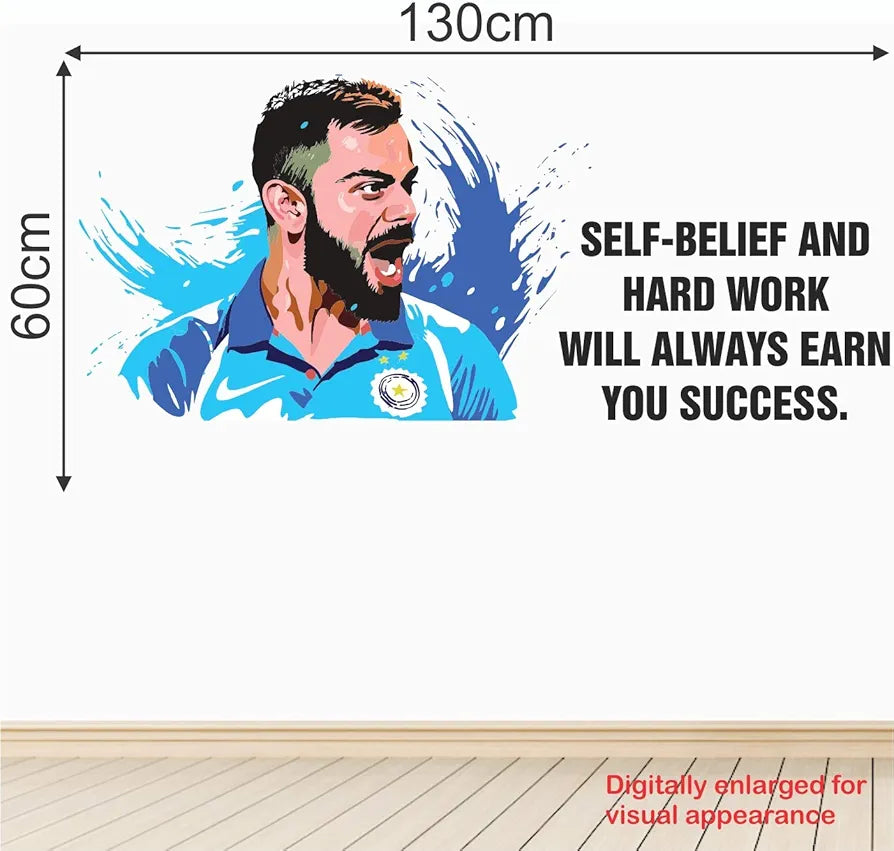 StickMe Virat Kohli Cricket Player Sports Inspirational Quotes Wall Sticker -SM782 -Self-Adhesive