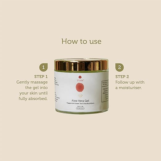 TVAM Peppermint Green Tea & Sea Buckthorn Aloe Vera Gel - 100 gms