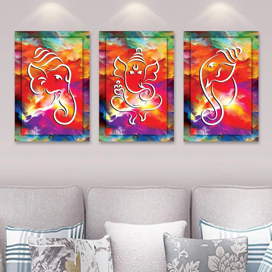 Rangoli MDF 3 Pcs Wall Poster 12x18 Inch Decorative Wall Art P-4 Design-26