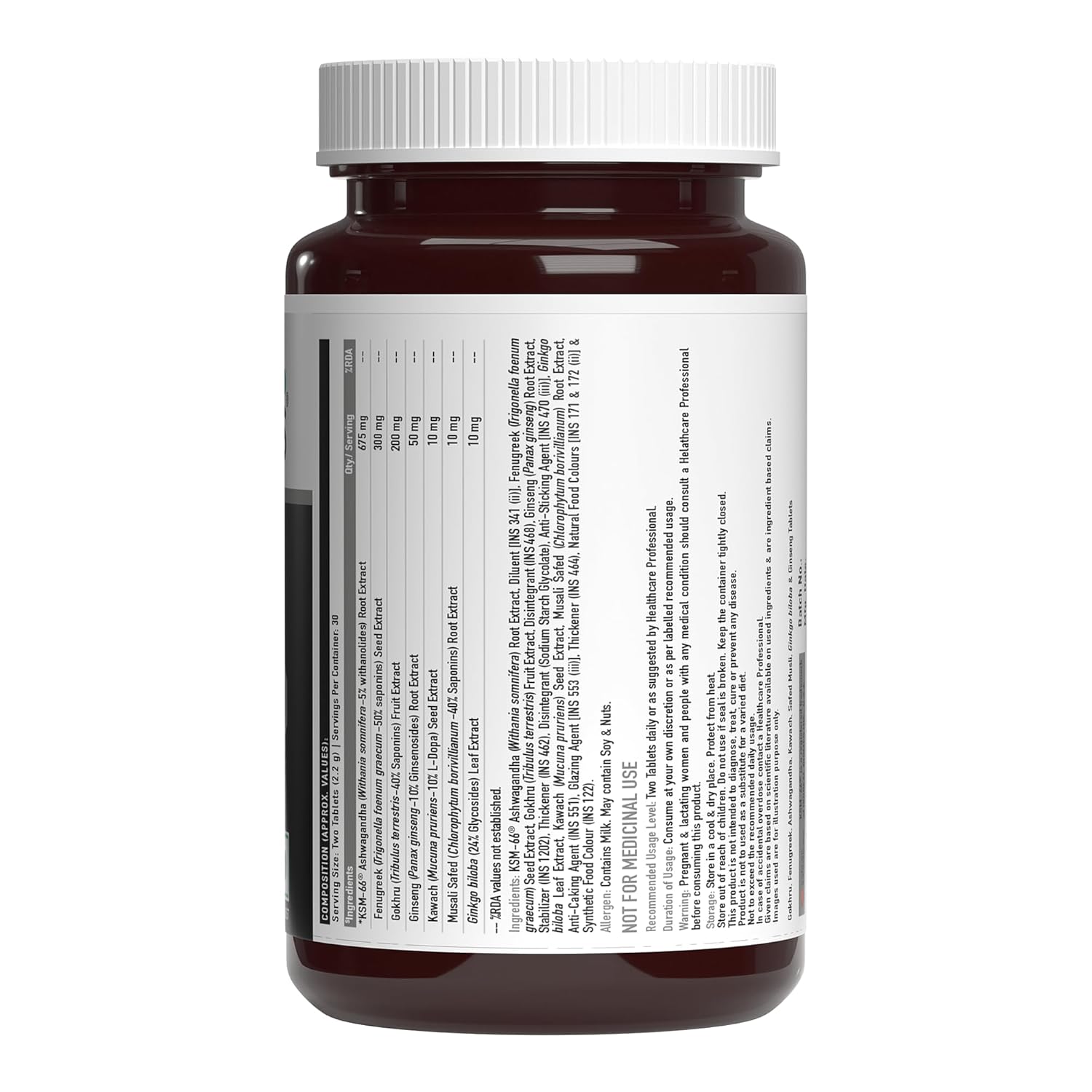 TrueBasics T-Boost, Testosterone Supplement for Men (60 Tablets) | With KSM 66 Ashwagandha, Safed Musli, Gokshura, & Ginseng | For Energy, Stamina & Muscle Strength