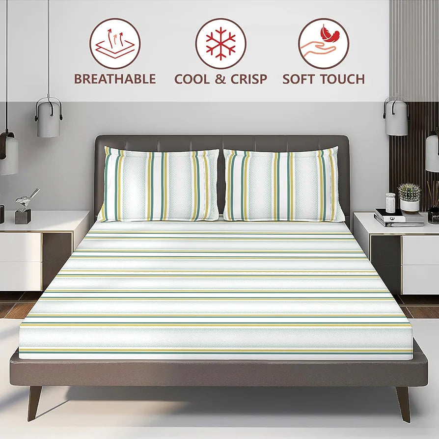 Layers Durathread Bedsheet Set for All Seasons Lightweight Moisture Absorbent 225 CVC King Size Multicolor1