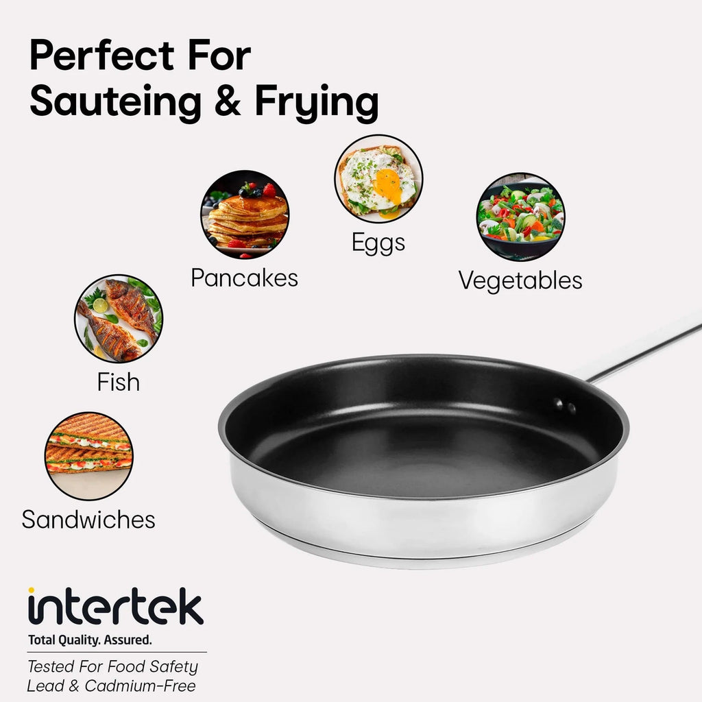 Anko Australia Non-Stick Stainless Steel Frying Pan 24cm 4mm 2-Layer Grill Pan Induction PFOA Free