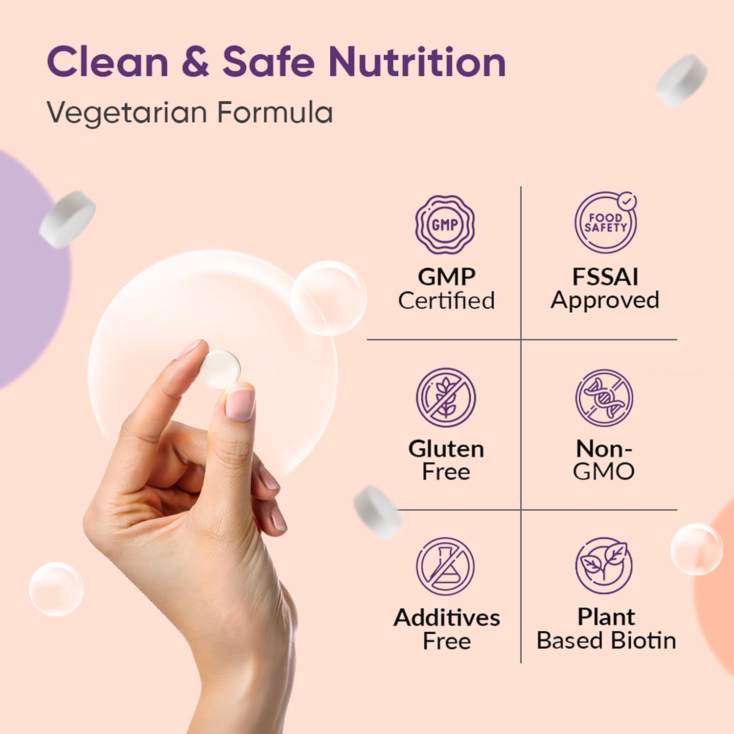 Ambrosial Biotin Tablets with Amla, Brahmi & Bamboo Extract | Plant-Based Biotin Supplement for Hair, Skin & Nails | Vegetarian Formula â€“ 90 Tablets