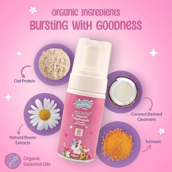 Puddles Organic Kids Nourishing Foaming Face & Body Wash - 100 ml
