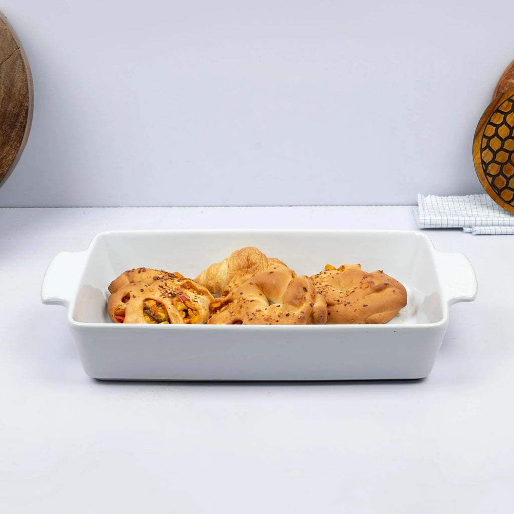 Anko White Rectangular Stoneware Baking Tray Oven Dishwasher Microwave Safe 6.7x43x24.5cm