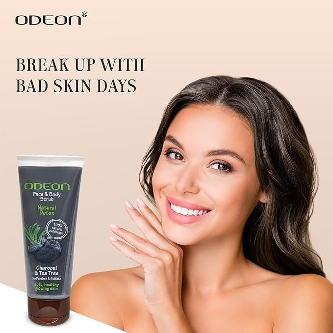 Odeon Charcoal & Tea Tree Oil Body Scrub - 100 ml