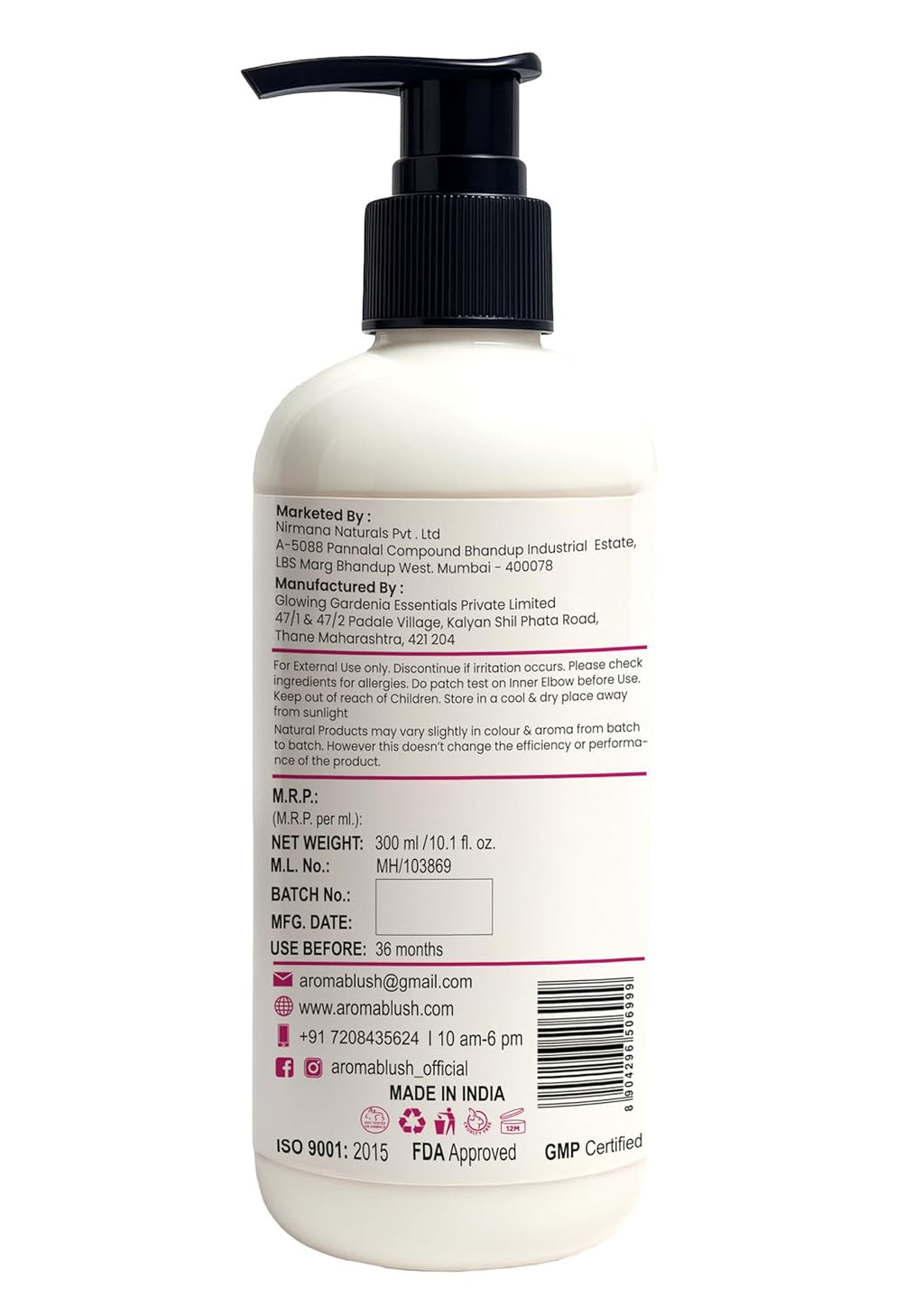 Aromablush - Blooming Lily Body Lotion | Geranium Oil, Vitamin E | Intense Hydration & Floral Freshness | Soothes & Balances | Non-Greasy | For All Skin Types | 300ml