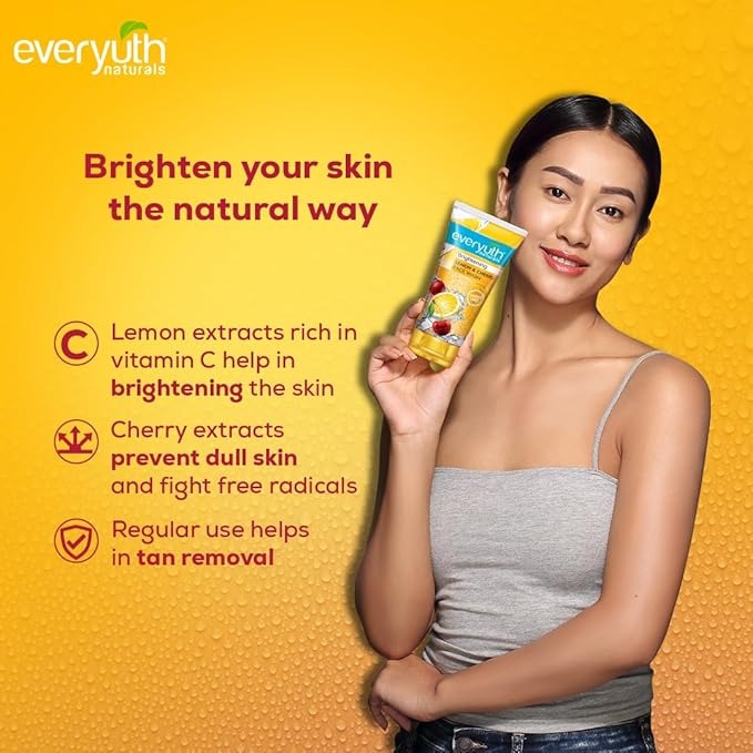 Everyuth Naturals Brightening Lemon & Cherry Face Wash - 150 gms
