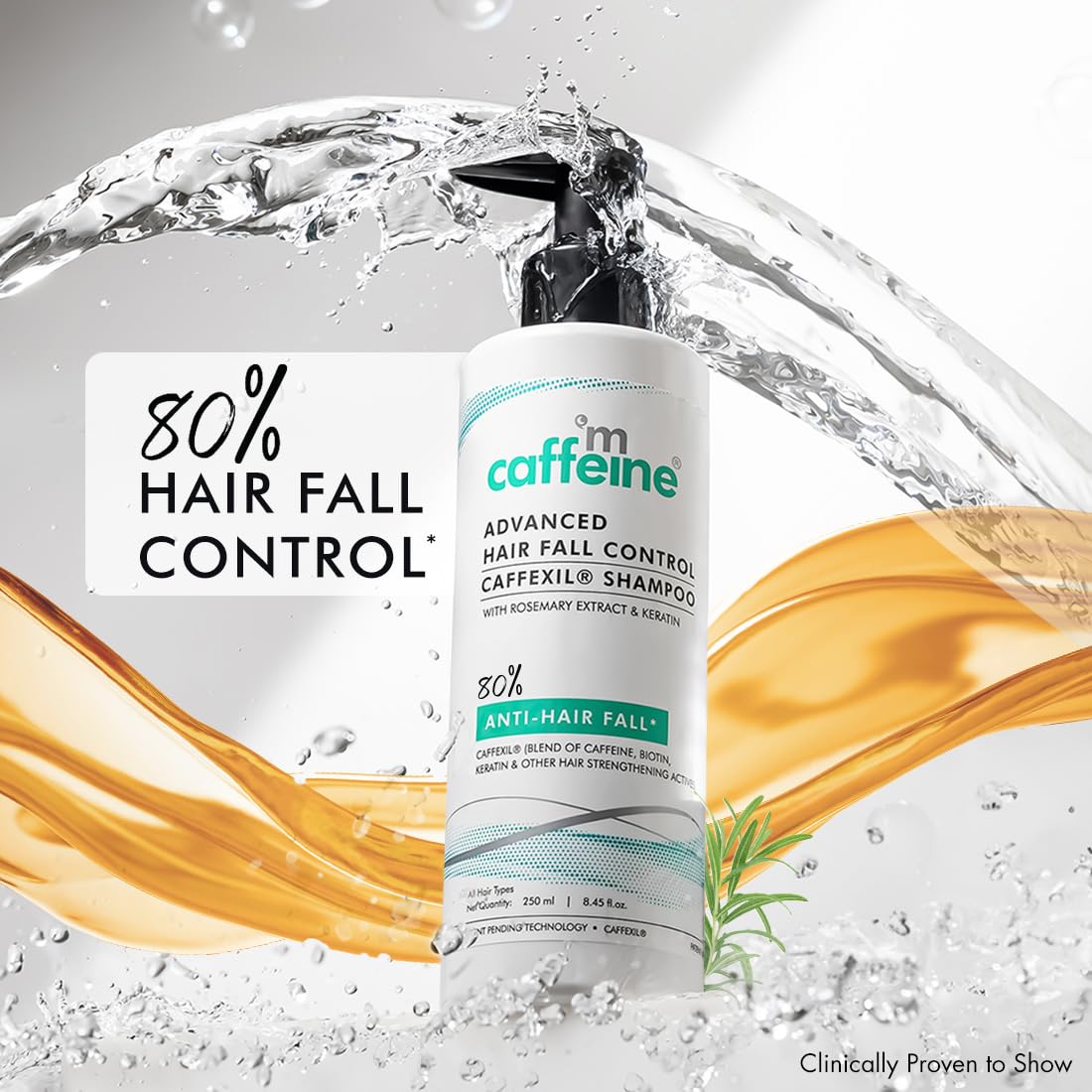 mCaffeine Advanced Hair Fall Control CaffexilÂ® Shampoo with Keratin, Biotin & Rosemary | 80% Hair Fall Control | Reduces Breakage & Thinning | Shampoo for Men & Women | Sulphate Free - 250 ML