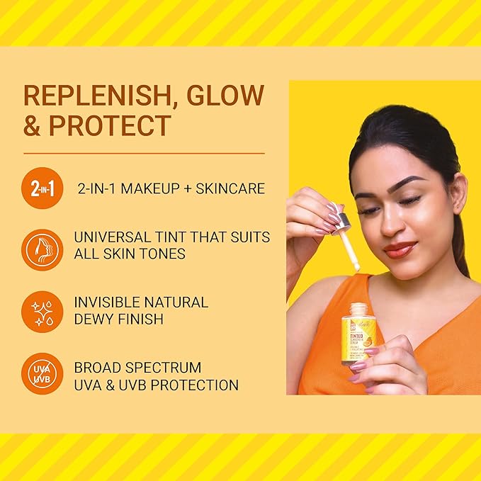 Iba Bright Glow Tinted Sunscreen Serum for All Skin Types Spf 60 Pa++++ With Hyaluronic Acid & Vitamin C - 30 Ml