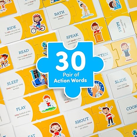 Mittimate Action Words Jigsaw Puzzle Game for Kids Age 2 to 4 Old 60 Pieces Educational Puzzle Toy