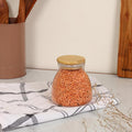 Femora Kitchen Storage Jars Borosilicate Glass With Wooden Lid Air Tight Jar | 450 Ml | Pack of 2