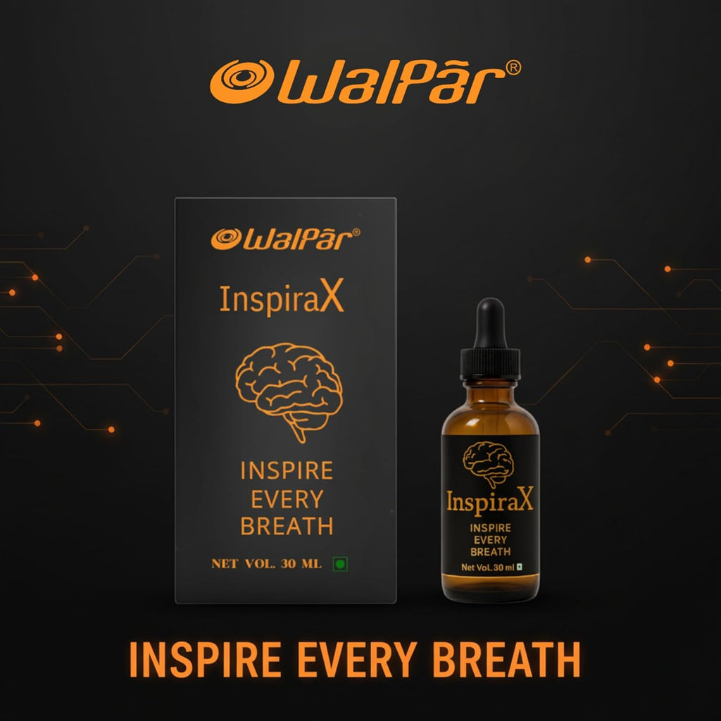 Walpar InspiraX Premium Liquid Drops | Natural Focus Energy Booster Stress Relief | Support Performance enhancer | Peppermint MCT Oil | Vegan WHO-GMP Certified | 60 Servings