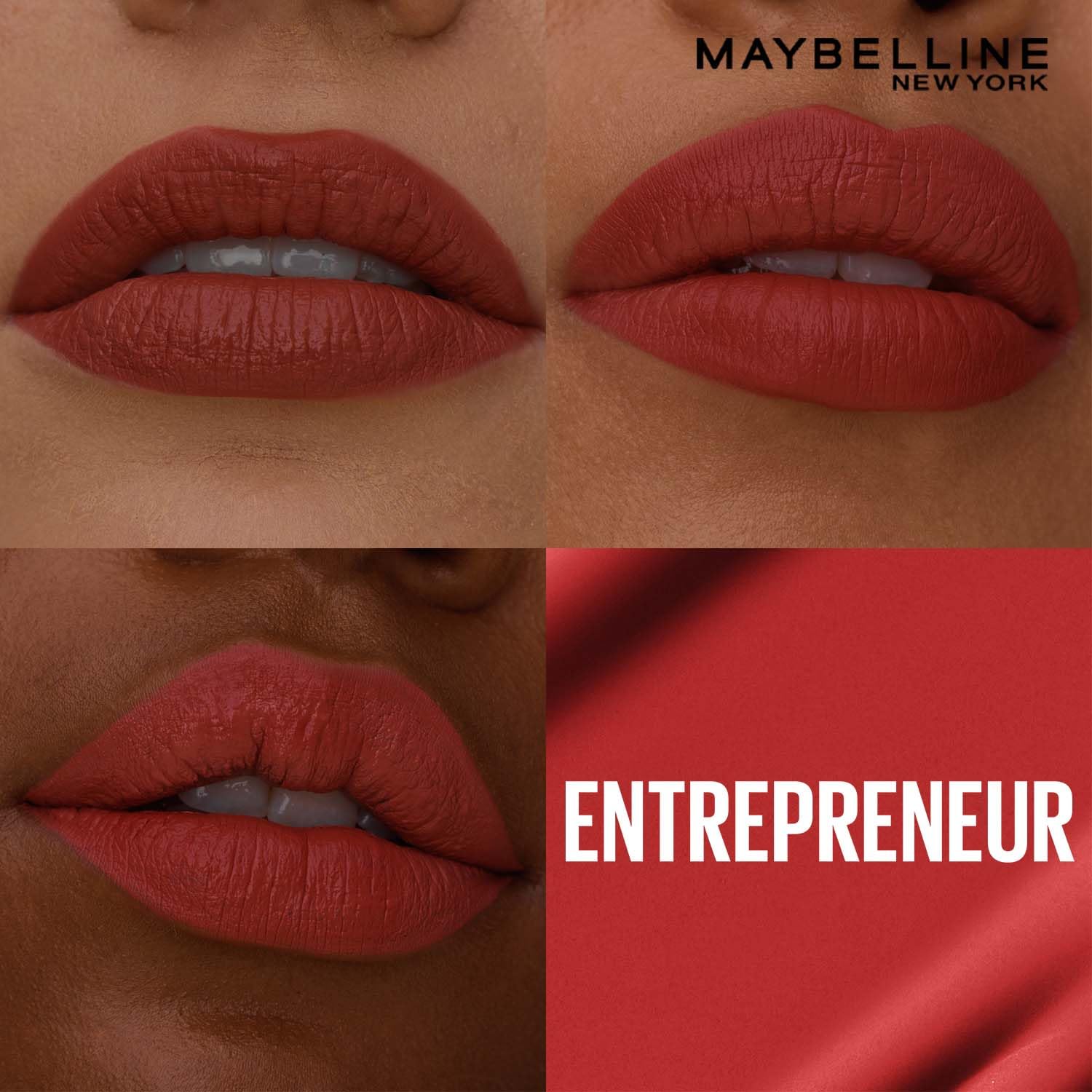 Maybelline New York Superstay Matte Ink Liquid Lipstick, Entrepreneur | No budge bold color for 16H | Transferproof, Waterproof, Foodproof | Brown skin friendly