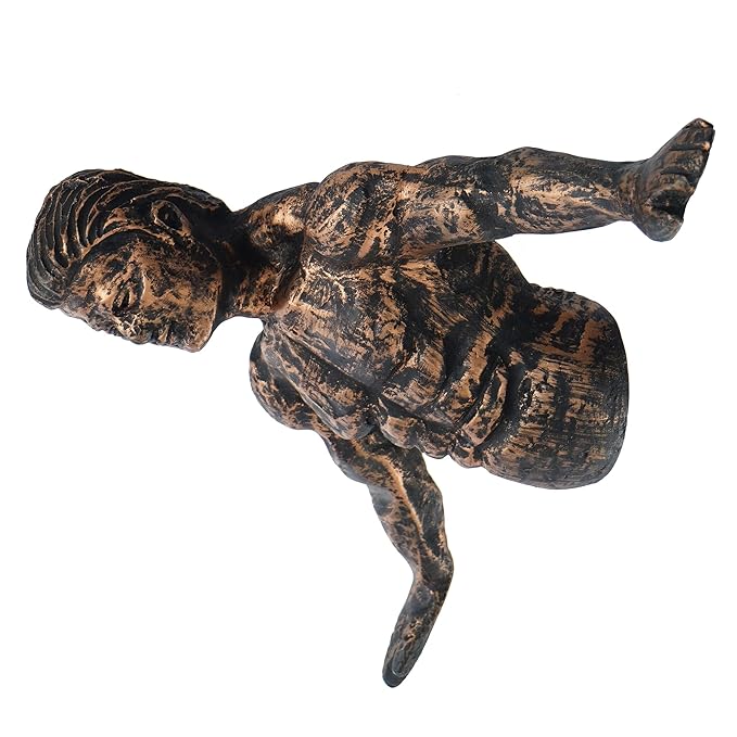 Ecraftindia Man in Freefall Pose Antique Finish Handcrafted Polyresin Wall Decorative