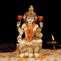 Indicast Resin 8" Inch Lakshmi Fine Painting Goddess Laxmi Idol Diwali Puja Vastu Figurine Gift Article for Home Office