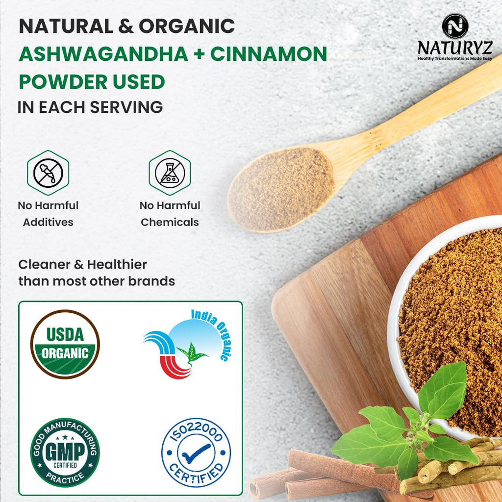 Naturyz Organic Ashwagandha + Organic Cinnamon Blend Powder (100)