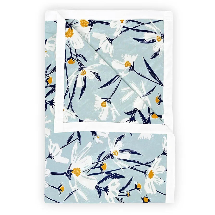 Divine Casa Floret 100% Cotton Double Dohar 120 GSM Soft & Lightweight Throw Blanket Colour Water Orchid