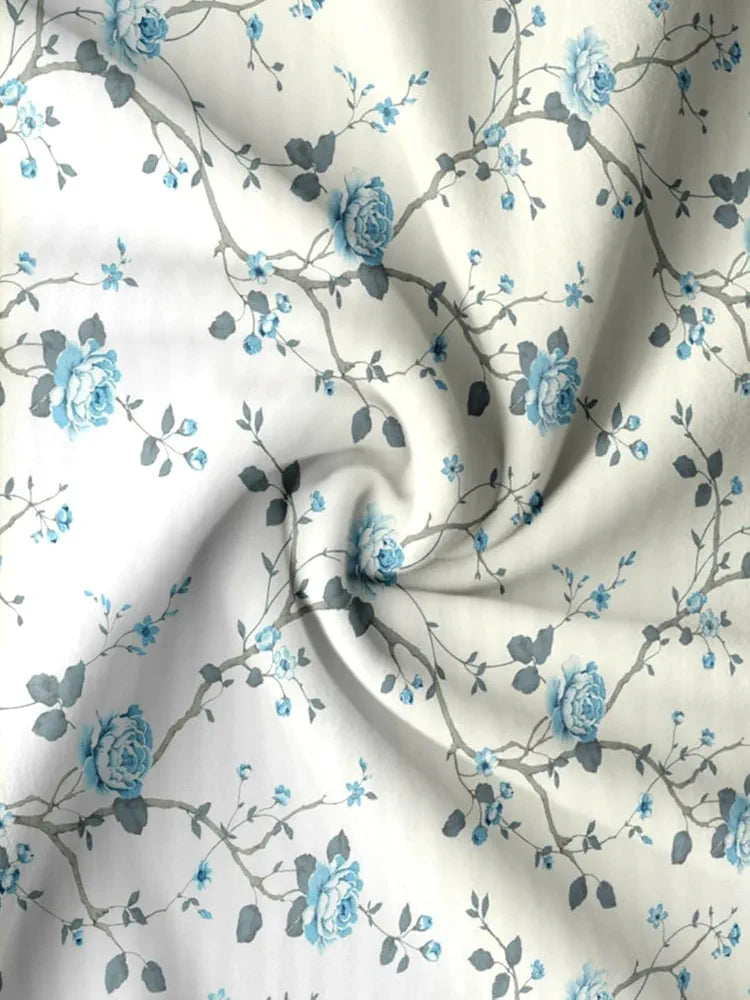 Trance Home Linen 180TC 100% Cotton Standard King Size Elastic Fitted Bedsheet Cotton Bedsheets for King Size Bed 2 Pillow Covers 78x72 inch 6.5x5.5 ft Colour Aster Blue