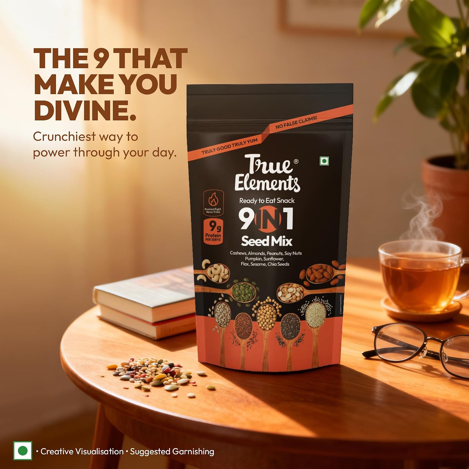 True Elements 9 in 1 Snack Mix 250g - Nuts and Seeds Mix | Mix Seeds for Eating | Diet Snacks | Protein Rich Food