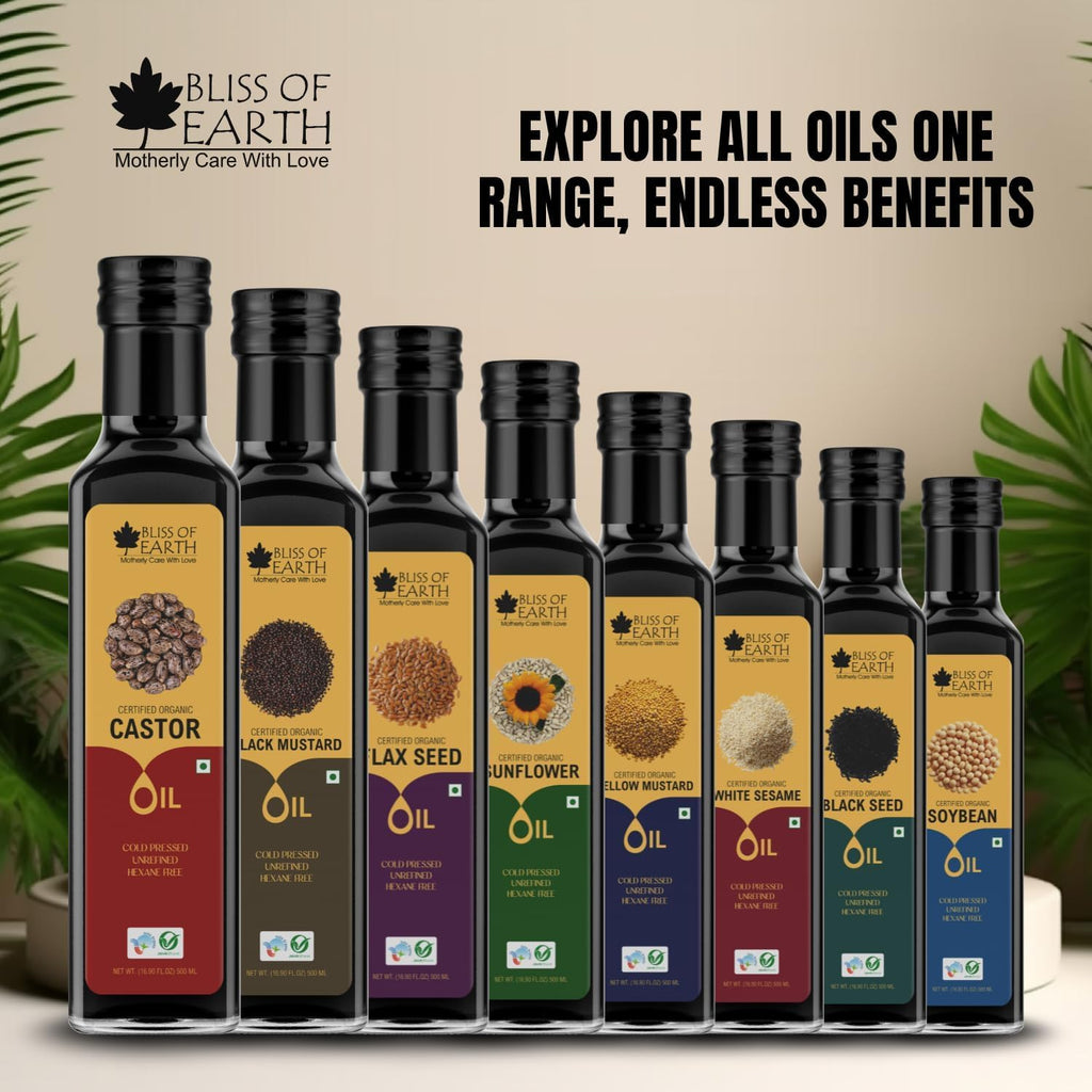 Bliss of Earth 500ML Certified Organic Castor Oil For Hair Growth, Cold Pressed & Hexane Free (Pet bottle)