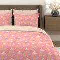 Layers Tivoli Cotton Bedsheet Set for All Seasons Lightweight 104 TC Queen Size Beige/Blue Color