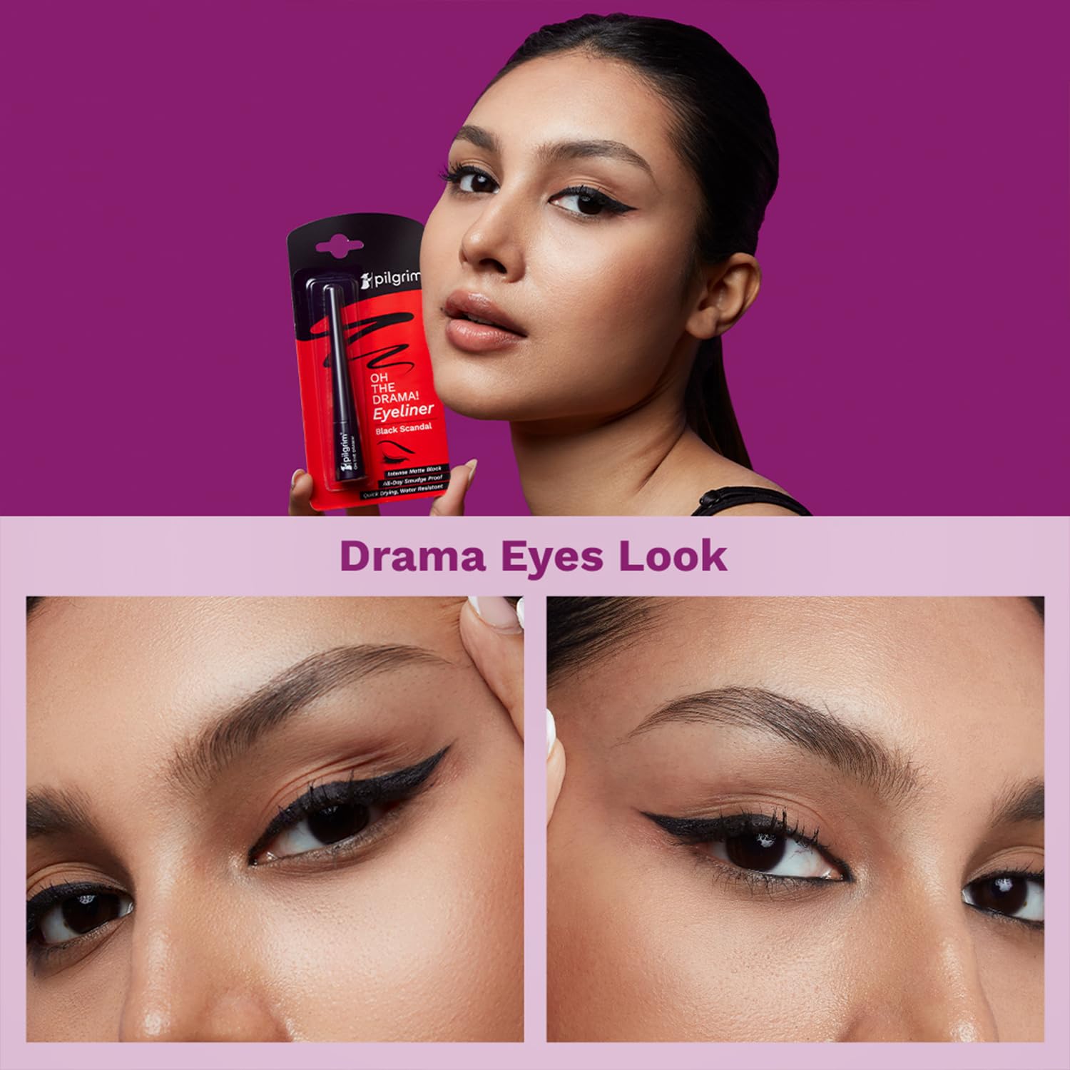 Pilgrim Black Scandal Eyeliner Pencil Intense Matte Finish Smudge Proof Pencil Enriched With Argan Oil | 3.50Ml