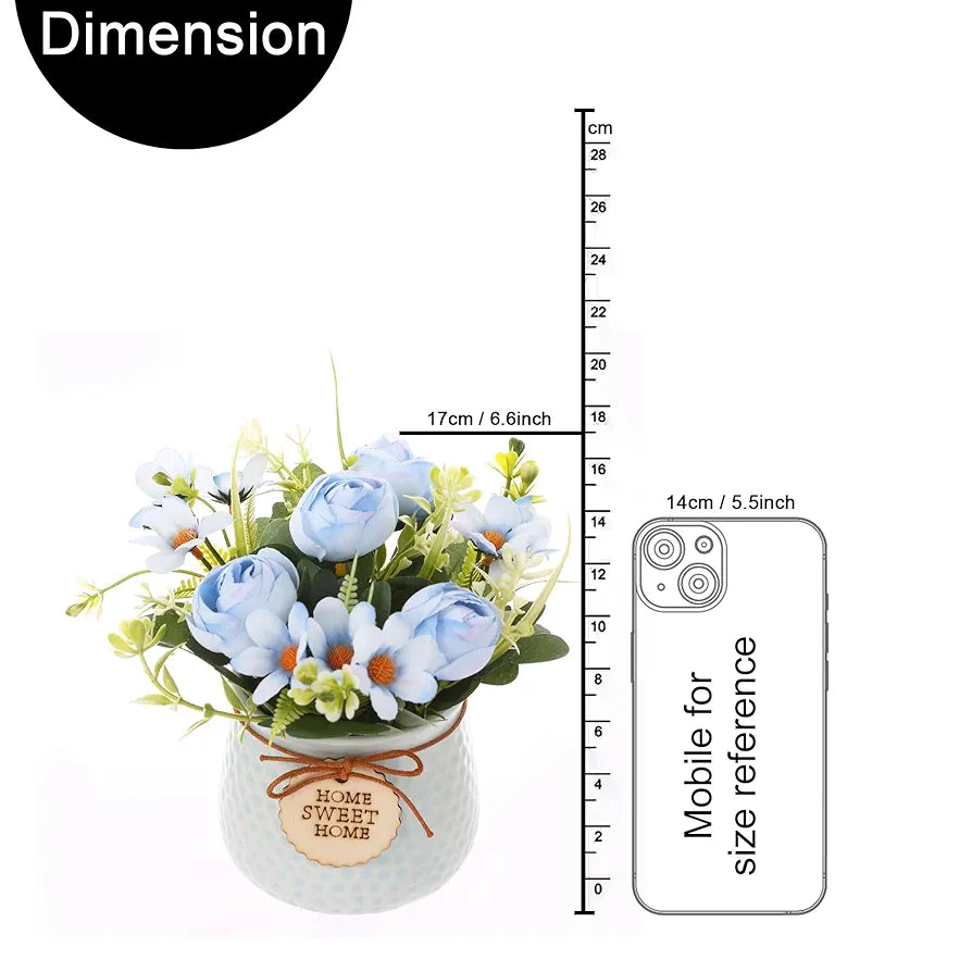 Artificial Rose Flower Plant with Pot  Home Décor Items