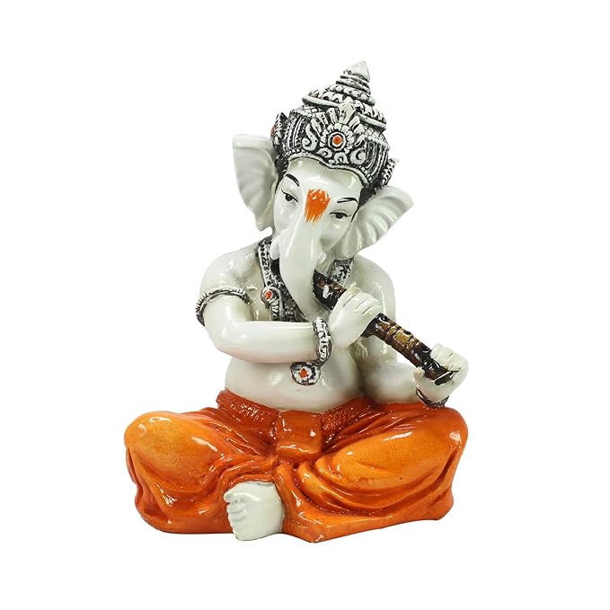 Ecraftindia Lord Ganesha Playing Flute Statue