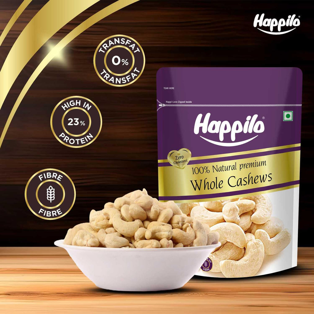 Happilo Premium Natural Whole Cashews 500g Value Pack | Dry Fruits, Kaju, Healthy Snacks | Unsalted Cashew Nuts | Crunchy, Nutritious & Delicious Nuts | Rich in Protein, Magnesium & Phosphorus
