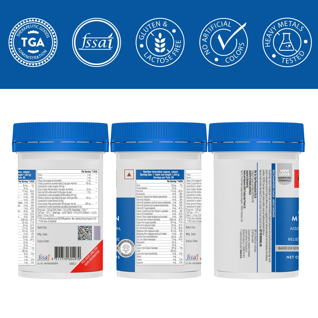 Swisse Men's Multivitamin - Manufactured In Australia, Imported Multivitamin From Australia's No.1 Multivitamin Brand - Boosts Energy, Stamina & Vitality With Ginseng & 35 Other Vital Herbs, Vitamins & Minerals (60 Tabs)