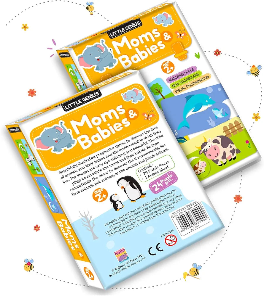 Hello Friend Mom and Baby  Puzzle Game Box Set for Kids – Early Learning Activity with Matching Skills Colorful Fun Illustrations for Kids Toddlers Ages 2+ Years