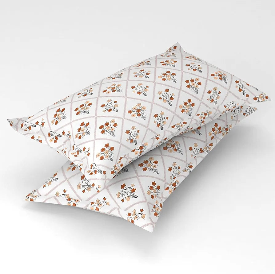 Homefab India 180 TC Glace Cotton Double BedSheet with 2 Pillow Covers Beige