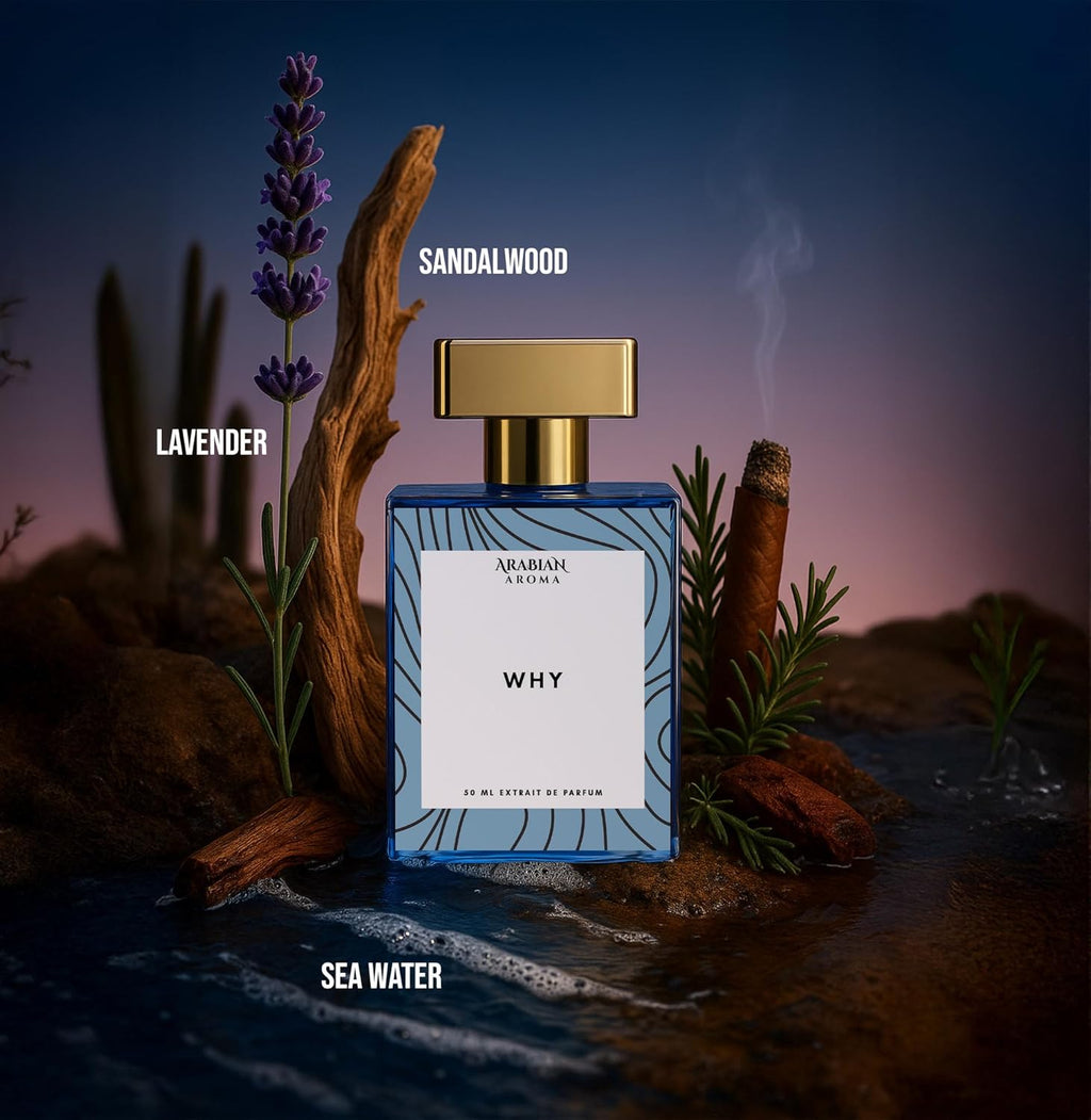 Arabian Aroma WHY Extrait De Parfum for Men | Bold & Fresh Long Lasting Fragrance | Modern Masculine Scent for Daily & Special Occasions | 50ml