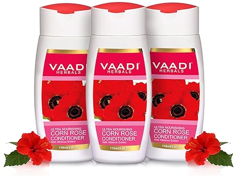 Vaadi Herbals Corn Rose Conditioner with Hibiscus Extract - 110 ml (Pack of 3)