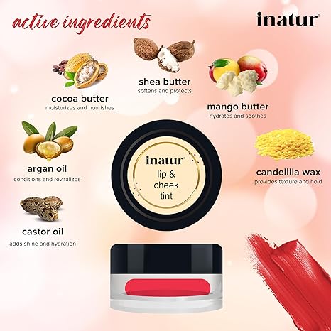 Inatur Peony Pink Lip & Cheek Tint - 4 gms