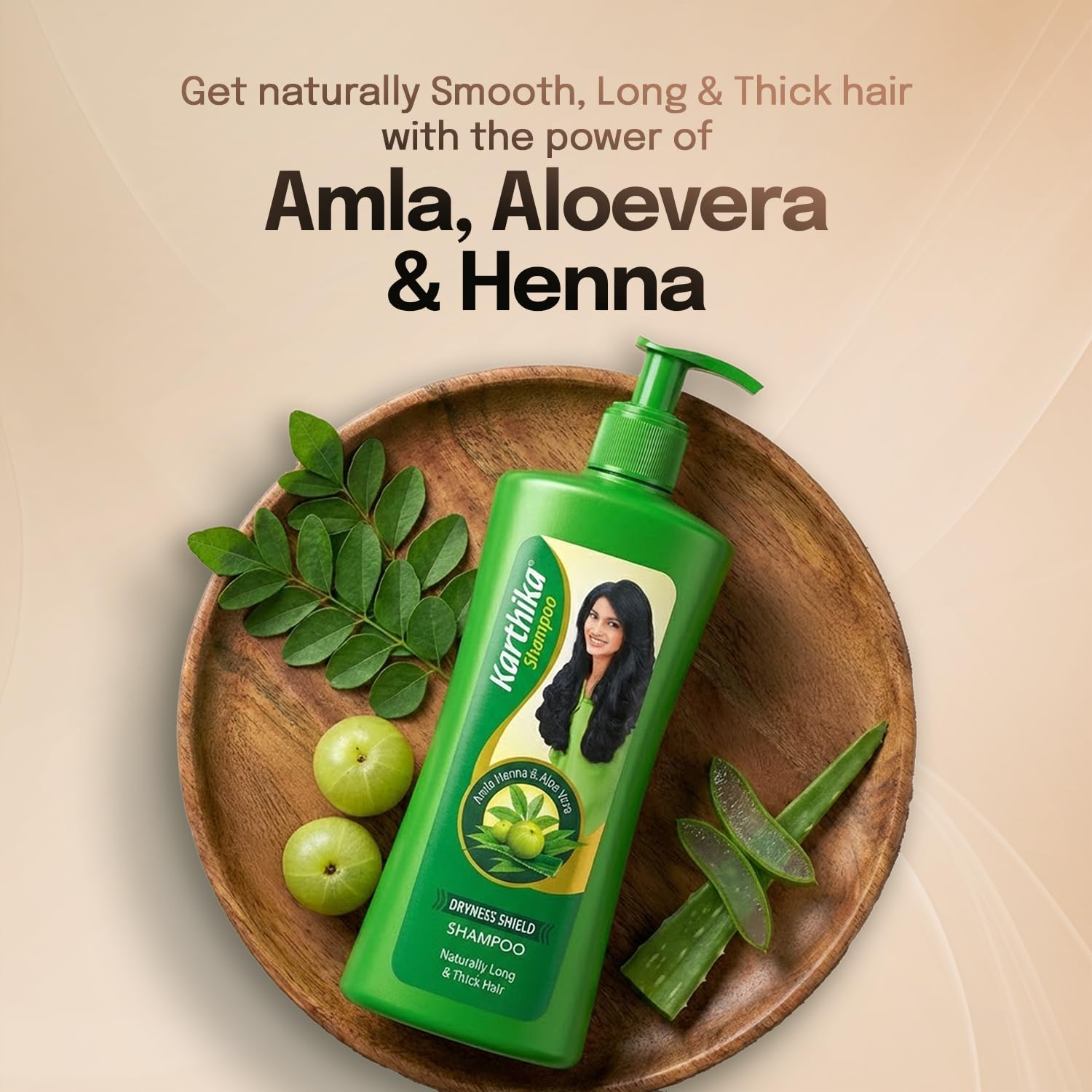 Karthika Dryness Shield Shampoo with Amla, Henna & Aloe Vera for Naturally Long & Thick Hair, 650ml