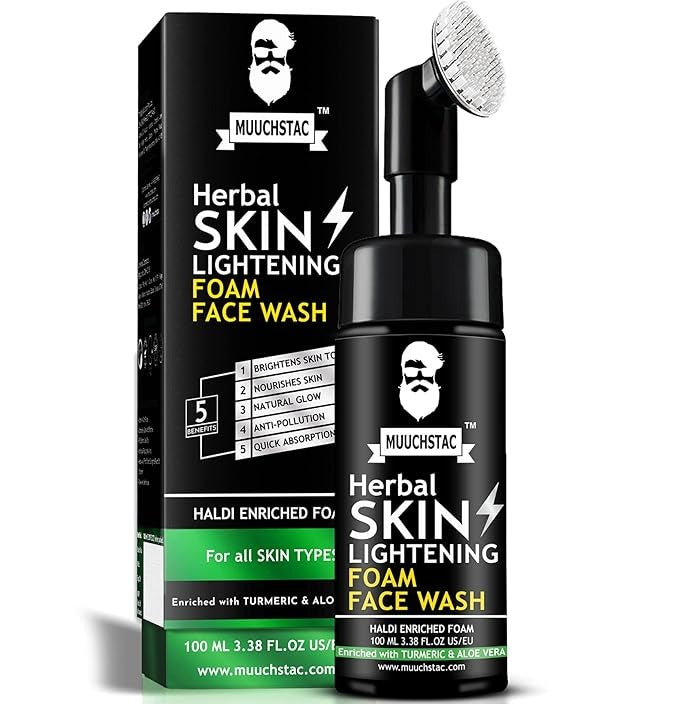 Muuchstac Herbal Skin Lightening Haldi Enriched Yellow Foam Face Wash For Men - 100 ml