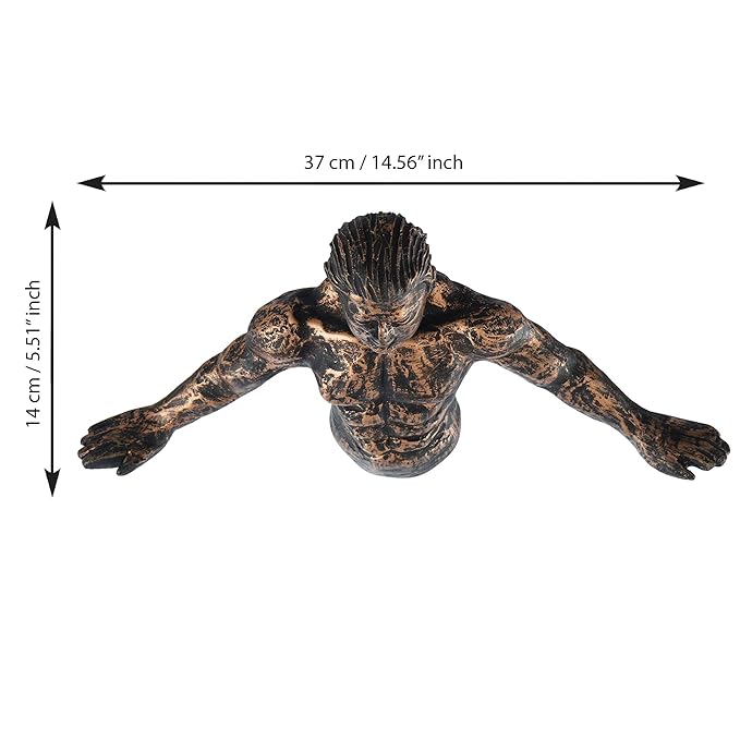 Ecraftindia Man in Freefall Pose Antique Finish Handcrafted Polyresin Wall Decorative