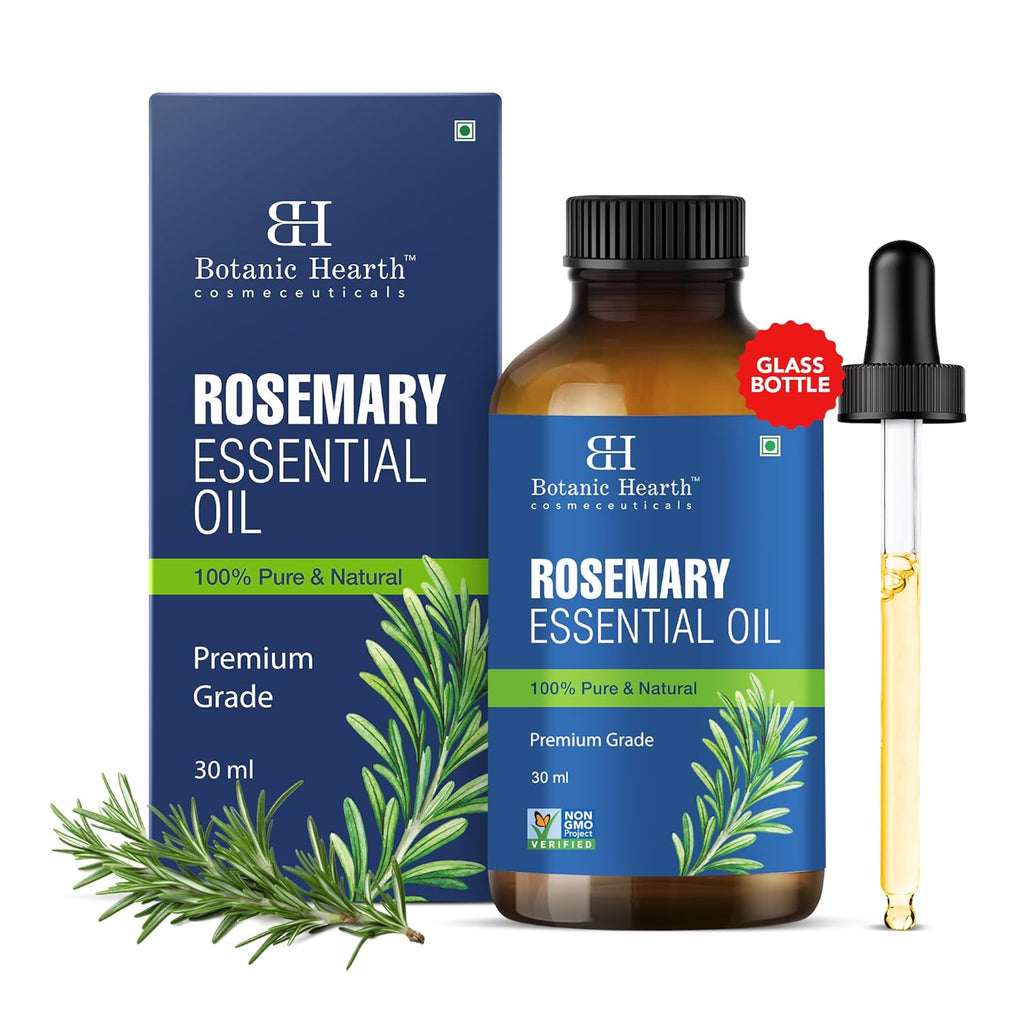 Botanic Hearth Rosemary Essential Oil for Hair Growth & Hair Fall Control | Clinically Tested 100% Pure & Natural | Strengthens, Nourishes, Promotes Thick Hair Growth | Scalp Care Treatment | 30ml