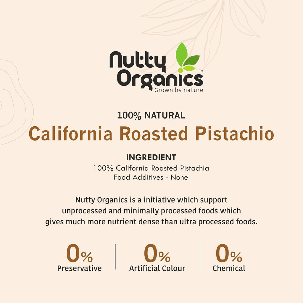Nutty Organics California Roasted Pistachios 250 GM | Hand Selected Jumbo | Nutritious Tasty & Healthy Nuts Dry Fruits | Rich in Protein