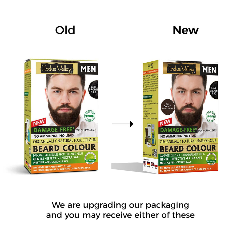 INDUS VALLEY Natural Damage Free Beard Hair Color,Dark Brown - 78ml + 8g