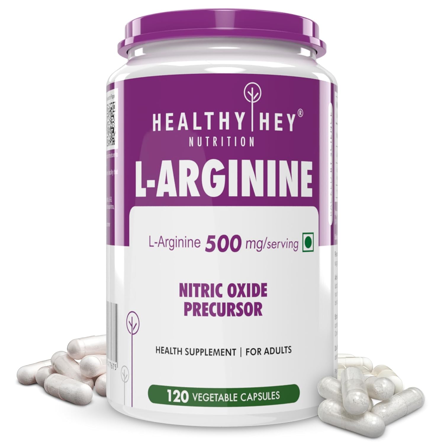 HealthyHey L-Arginine 120 Vegetable Capsules (Pack of 1)