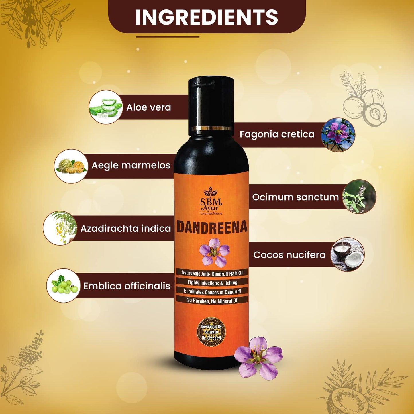 Sbm Ayur Dandreena Dandruff Hair Oil - 100 ml