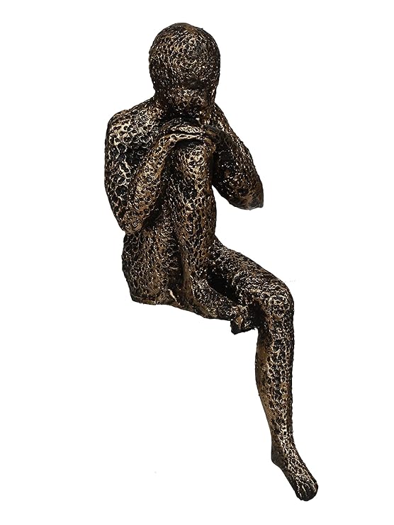 Ecraftindia Man Sitting in Thinking Position Handcrafted Decorative Showpiece | Brown