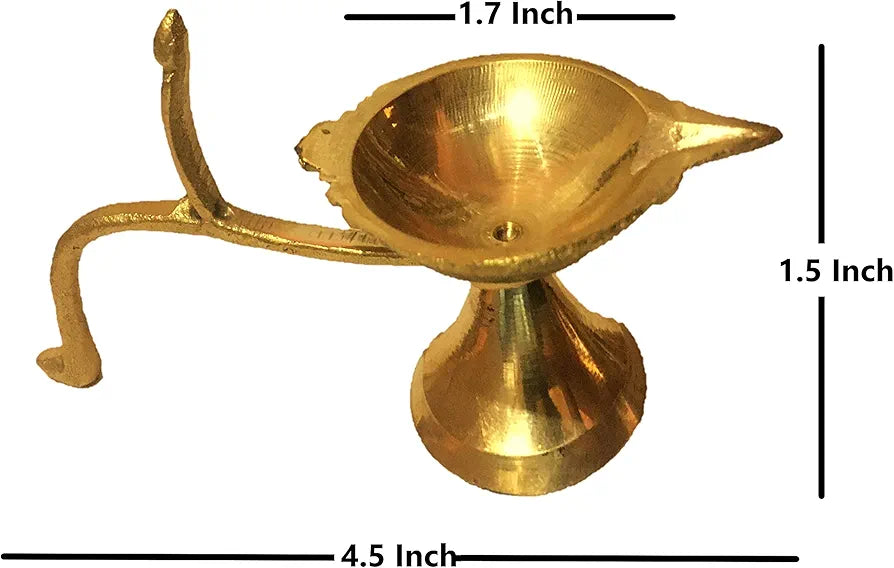 Uapan Brass Pooja Bell with Diya Nagpari 4Inch, Diya_1.7Inch