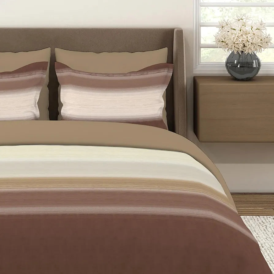 Layers Duracount Bedsheet Set for All Seasons Lightweight 225 CVC King Size Brown