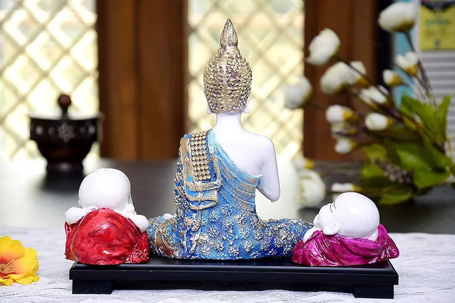 Mariner's Creation Divine Buddha Statue with Two Child Monk