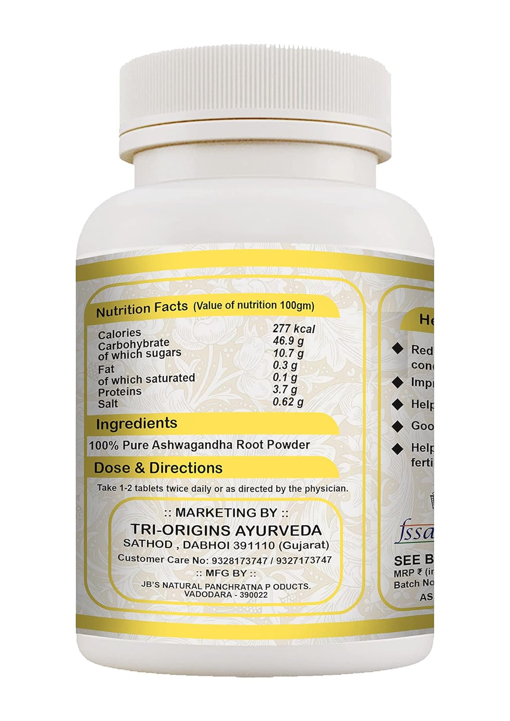 Tri-Origin Ayurveda Ashwagandha - 60 Tablets