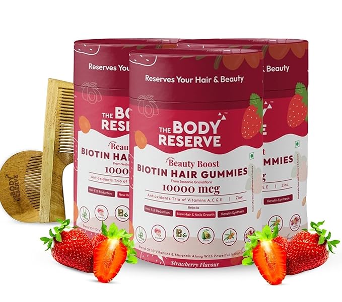 The Body Reserve DHT Blocker Biotin Gummies Strawberry Flavor Each - 30 gummie (Pack of 3)